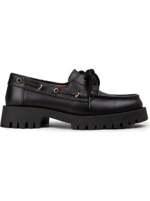 Deery Kadın Hakiki Deri Siyah Marin Loafer - 02036ZSYHC02