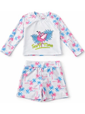Beniizle Flamingo Baskılı Uzun Kollu Kız Çocuk Mayo