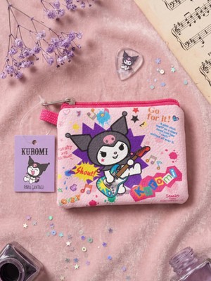 Gifi Kuromi & Hello Kitty Lisanslı Deri Para Çantası Cüzdan 10,5x8,5 cm