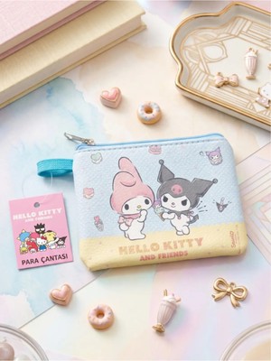 Gifi Kuromi & Hello Kitty Lisanslı Deri Para Çantası Cüzdan 10,5x8,5 cm