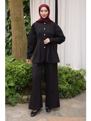İmaj Butik Siyah Dikiş Detaylı Ceket Pantolonlu Takım