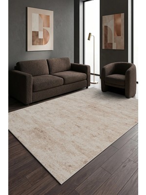 Cotto Home Nova Bej NVA01B Yıkanabilir Kaymaz Taban Yumuşak Dokulu Peluş Kesme Halı Mutfak Koridor Salon Halısı