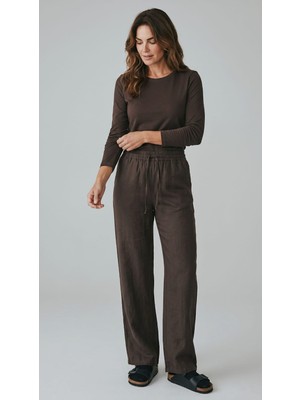 Ece Giyim Kadın Beli Lastikli Yanlardan Cepli Ip Detaylı Tansel Pantolon