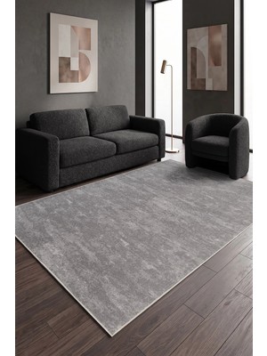 Cotto Home Nova Gri NVA01G Yıkanabilir Kaymaz Taban Yumuşak Dokulu Peluş Kesme Halı Mutfak Koridor Salon Halısı