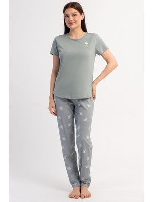 Vienetta Pamuklu Kadın Kısa Kol Pijama Takım, 601044