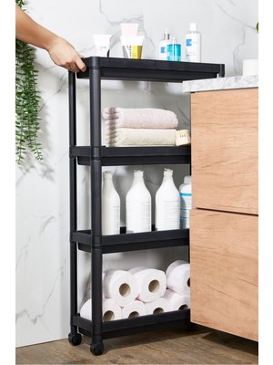 Empressco Minty Life Tekerlekli Vesken Raf Ünitesi 4 Katlı Banyo Rafı Mutfak Rafı Servis Sehpası Organizer (Siyah) - Fiyatı, Yorumları