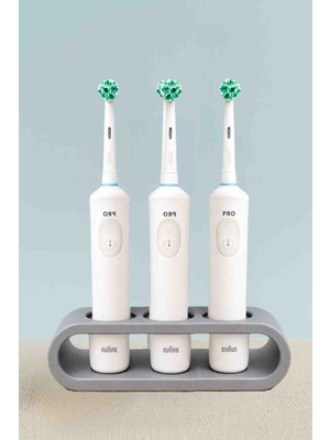 Hanart Elektronik Diş Fırçası Standı 3 Lü Gri