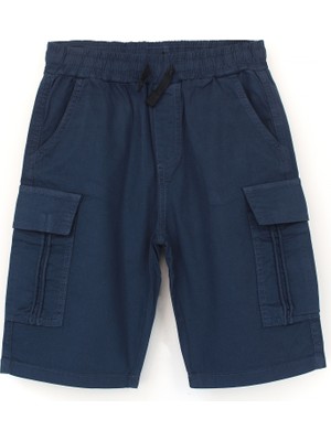 DobaKids Erkek Çocuk Pamuk Gabardin Kapaklı Kargo Cep Beli Lastikli Kapri Şort 4-8 Yaş Kindercraft Series
