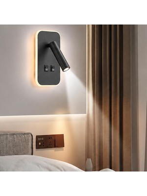 Lampist LP-3850 13W LED Duvar Aplik 3200K Günışığı Düğmeli Duvar Aydınlatmalı