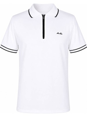 Trender Beyaz Çizgili Beyaz Erkek T-Shirt 7377