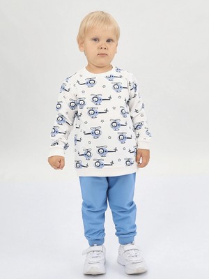 Luggi Baby Bisiklet Yaka Baskılı Erkek Bebek Sweatshirt ve Eşofman Alt 2'li Takım