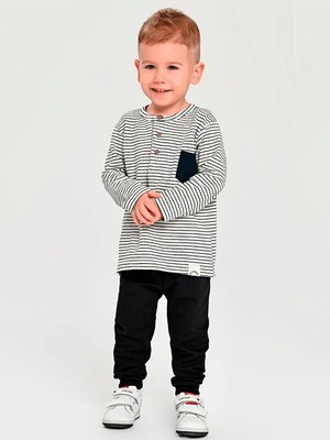 Luggi Baby Bisiklet Yaka Baskılı Erkek Bebek Sweatshirt ve Eşofman Alt 2'li Takım