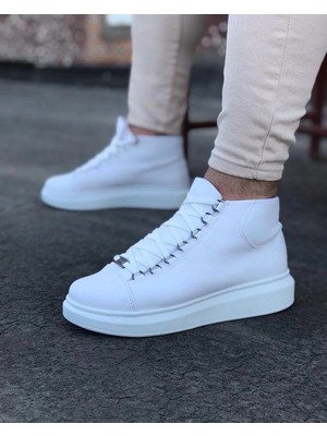 Beruflic Beyaz Bağcıklı Sneakers  Yarım Bilek Bot