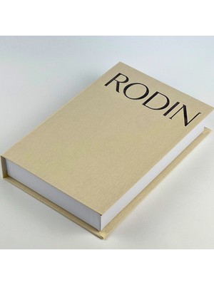 Bak Gel Al Rodın Premium Bez Kaplı Dekoratif Kitap Görünümlü Saklama Kutusu Krem Siyah