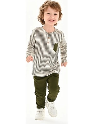 Luggi Baby Bisiklet Yaka Baskılı Erkek Bebek Sweatshirt ve Eşofman Alt 2'li Takım