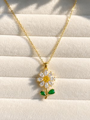 Atalya Accessory Papatya Çiçeği Gold Renk Çelik Kadın Kolye - Kararmaz