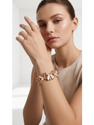 İstanbulia Rose Gold Lastikli Kelebek Bileklik