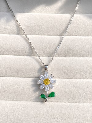 Atalya Accessory Papatya Çiçeği Gümüş Renk Kadın Çelik Kolye - Kararmaz