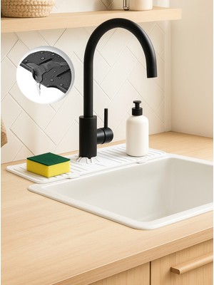Empressco Mapplehome Beyaz Elastik Musluk Mat Su Tutucu Düzenleyici Silikon Kaydırmaz Mutfak Banyo Lavabo Tezgah Matı - Fiyatı, Yorumları