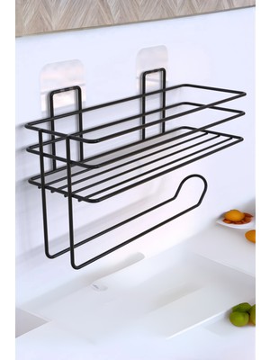 Empressco Kitchen Store Yapışkanlı Raflı Kağıt Rulo Havluluk Peçetelik Havlu Kağıltlık Siyah Banyo Mutfak Düzenleyici Raf - Fiyatı, Yorumları