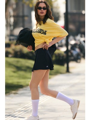 Urban Beat Susıne Kadın %100 Pamuk Yumuşak Kumaşlı Baskı Detaylı Sarı T-Shirt