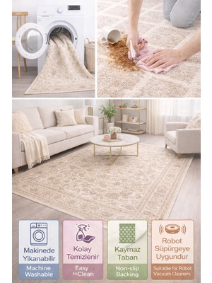 Mortapi Patchwork Kilim Desenli Baskılı Kaymaz Yıkanabilir Salon Oturma Odası Mutfak Antre Halısı Yolluk