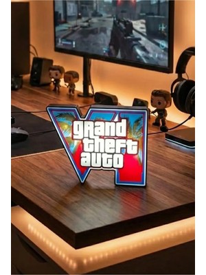 Gta 6 Aydınlatmalı Dekoratif Işıklı Tablo USB Type A ile Çalışan Şık Aksesuar