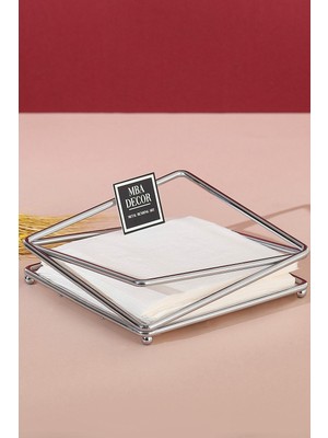 Empressco Mba Decor Metal Bending Art Prizma Model Gümüş Paslanmaz Dolu Demir Peçetelik Sunum Mutfak Sofra 18X18 - Fiyatı, Yorumları