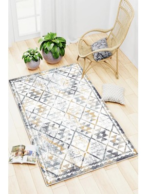 Mortapi Modern Kilim Desen Baskılı Kaymaz Yıkanabilir Salon Oturma Odası Mutfak Antre Halısı Yolluk