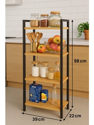 Empressco Wandoo 4 Katlı Metal Çerçeveli Ahşap Raf – Mutfak & Banyo Düzenleyici Çok Amaçlı Organizer (98X39X22 Cm) - Fiyatı, Yorumları