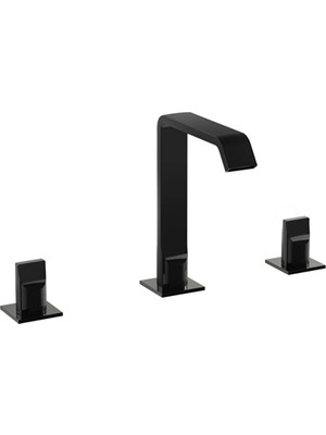 Artema A4278439 Suit Lavabo Bataryası 3 Delikli Parlak Siyah