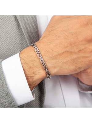 Avensyy 925 Ayar Gümüş Oksitli Erkek Bileklik