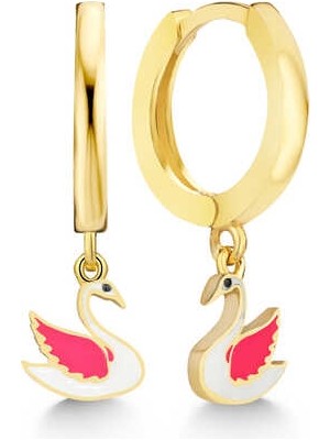 Avensyy Gümüş Gold Kuğu Sallantılı Kadın Küpe