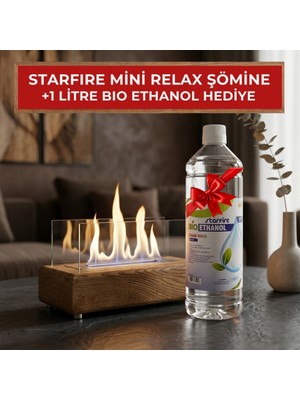 Starfire Mini Relax Masaüstü Şömine + 1 Litre Bioethanol Yakıt Hediye