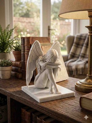 3D VAN TASARIM Dekoratif Oturan Melek Figürü Biblo