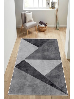 Mortapi Modern Geometrik Desen Baskılı Kaymaz Yıkanabilir Salon Oturma Odası Mutfak Antre Halısı Yolluk