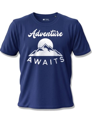 North Whiskers Adventure Awaits Doğa ve Kamp Temalı Baskılı %100 Pamuklu T-Shirt