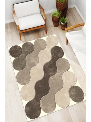 Mortapi Geometrik Desen Baskılı Kaymaz Yıkanabilir Salon Oturma Odası Mutfak Antre Balkon Halısı Yolluk