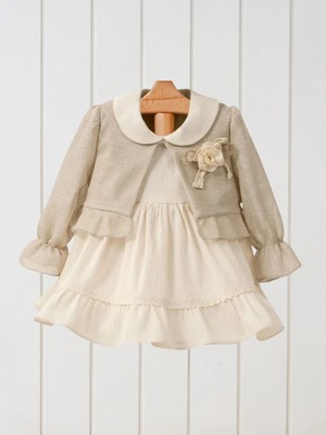 Mymio Bebe Yaka Dantel Detaylı Kız Bebek Elbise ve Bolero 2'li takım