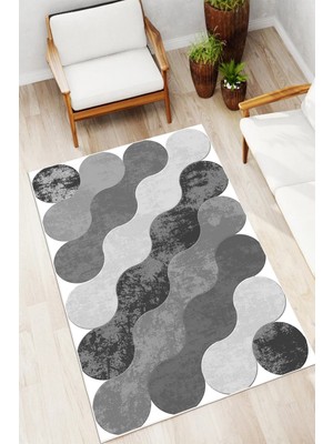 Mortapi Geometrik Desen Baskılı Kaymaz Yıkanabilir Salon Oturma Odası Mutfak Antre Balkon Halısı Yolluk