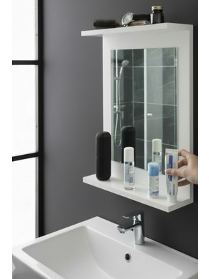 Empressco Moemi Raflı Banyo Aynası Beyaz Lavabo Aynası Wc , Dresuar , Koridor , Mutfak , Makyaj 60X45 Dik Ayna - Fiyatı, Yorumları