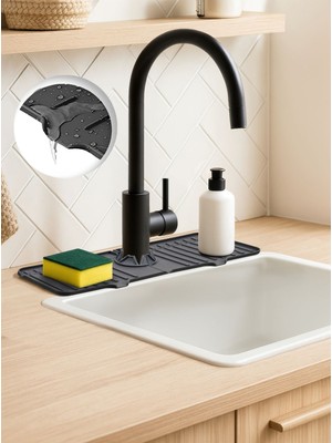 Empressco Mapplehome Antrasit Elastik Musluk Mat Su Tutucu Düzenleyici Silikon Kaydırmaz Mutfak Banyo Lavabo Tezgah Matı - Fiyatı, Yorumları