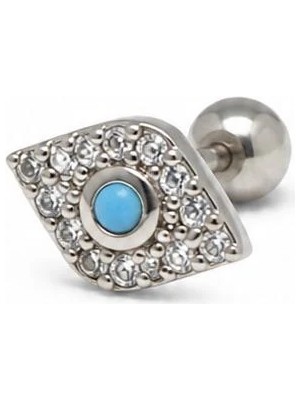 Nur Silver Göz Figürü Çelik Tragus Küpe NUR-KE03365