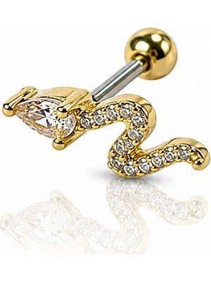 Nur Silver Taşlı Çelik Tragus Küpe NUR-KE03384