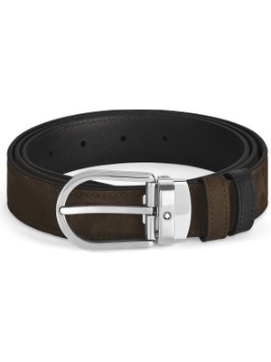 Montblanc At Nalı Tokalı Süet Deri 30 mm Çift Taraflı Kemer 220977
