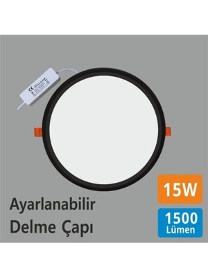 Lena Teknik LED Panel Spot (Siyah) 6500K Beyaz Işık 15W