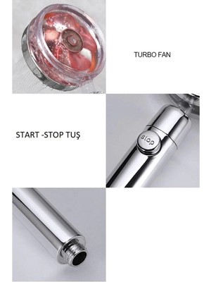 Aycer Turbo Duş Başlığı Seti Basınçlı Ayarlanabilir Su Tasarrufu Hortum ve Mafsal Seti ( Lisinya )
