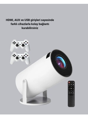 Aycer Wi-Fi 6 ve Bluetooth 5.0 Destekli 4K Akıllı Projeksiyon Cihazı - Lisinya