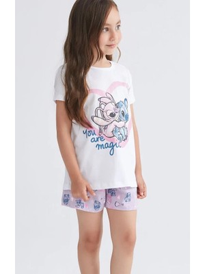 LC Waikiki Lcw Kids Lilo & Stitch Baskılı Kız Çocuk Tişört ve Şort 2'li