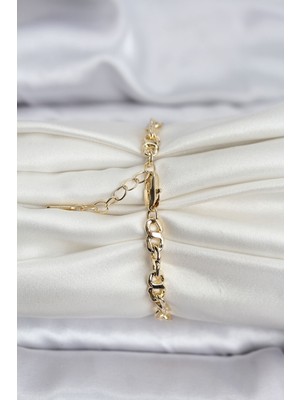 Aycer 14K Gold Renk Kaplama Zincir Model cm Kadın Bileklik - Lisinya